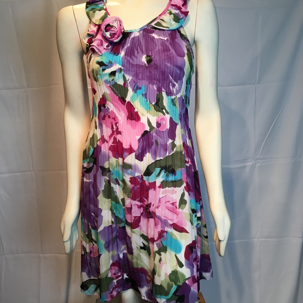 pleated low neck evening dress